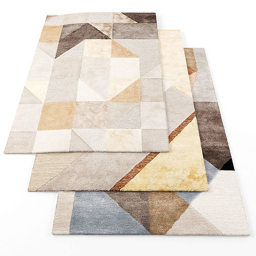 Rugs-1028 three geometric rugs Low-poly 3D model