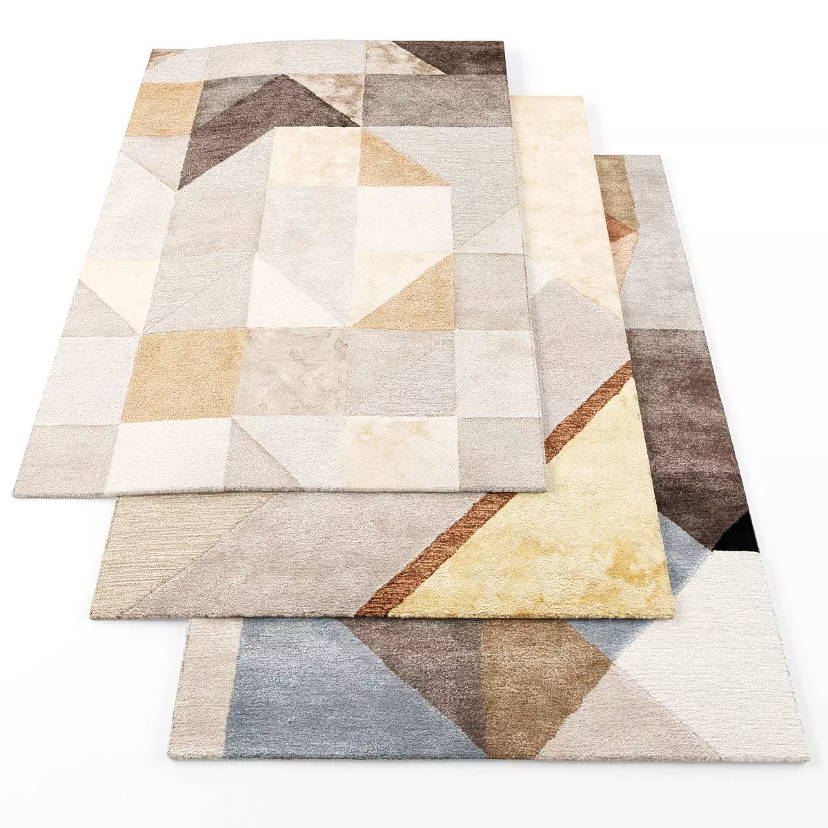 Rugs-1028 three geometric rugs Low-poly 3D model_0