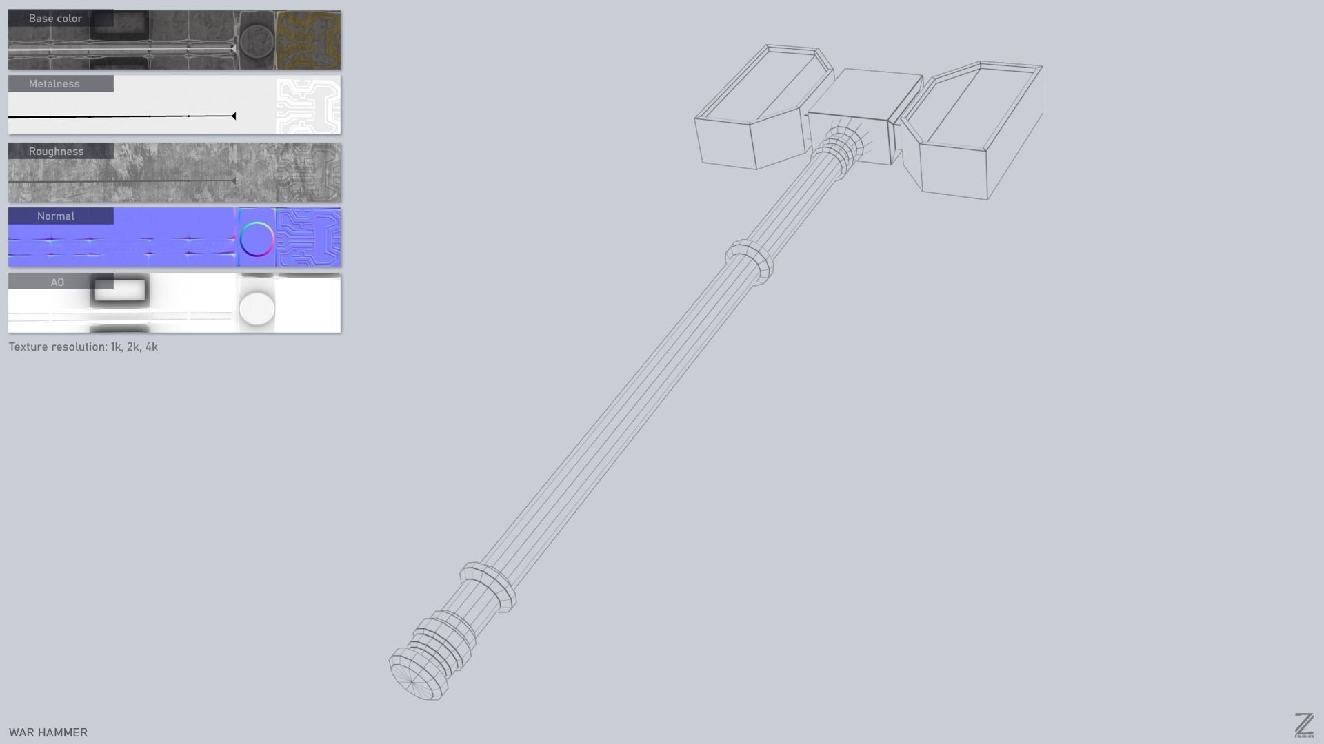 War Hammer Low-poly 3D model_2