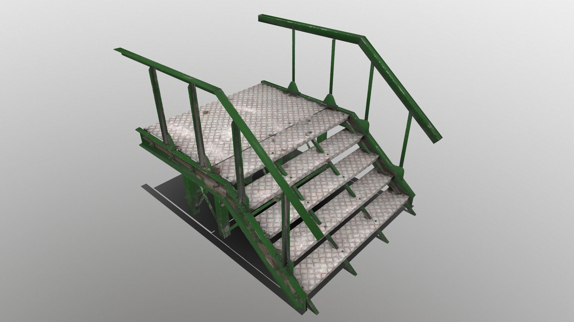 Stairs Low-poly 3D model staircase made of metal and wood Low-poly 3D model_8