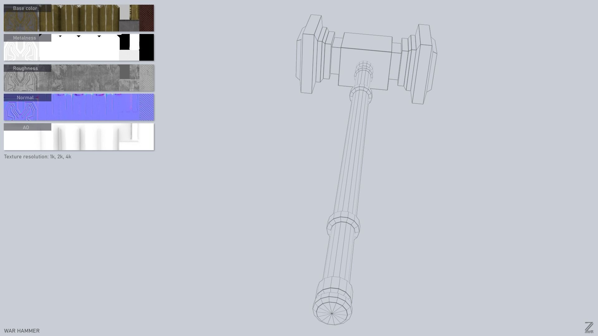 War Hammer Low-poly 3D model_2