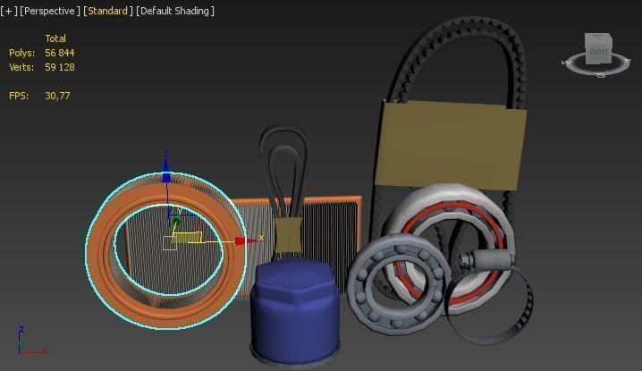 Car parts in a set Low-poly 3D model_14