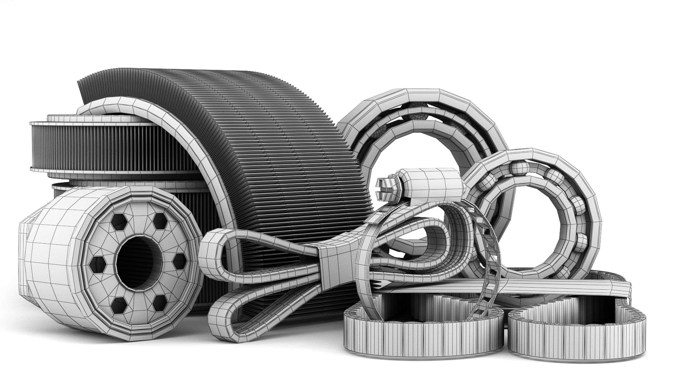 Car parts in a set Low-poly 3D model_12