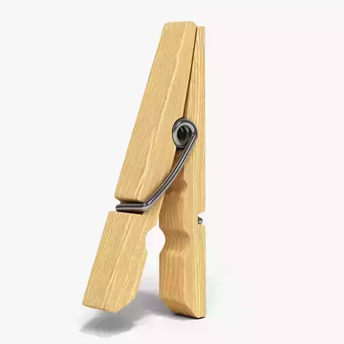 Wooden clothespin Low-poly 3D model