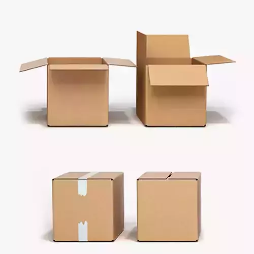 Cardboard boxes open and closed Low-poly 3D model