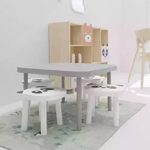 wooden stool panda childrens chair