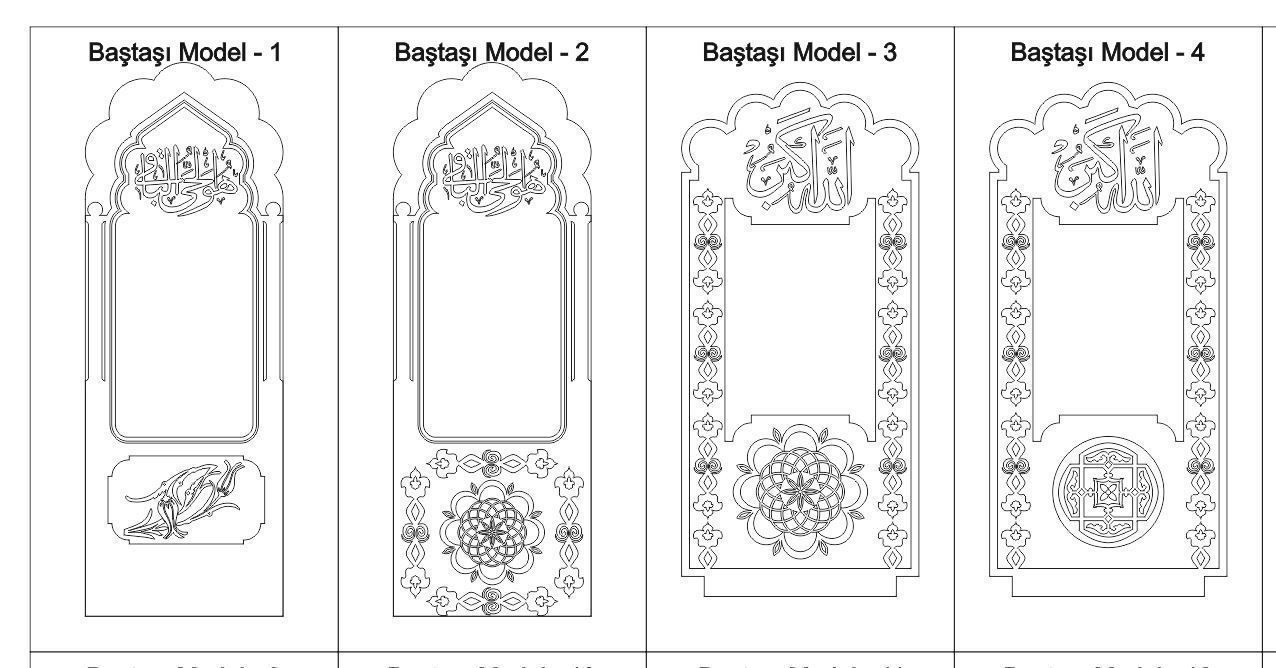 Islamic Memorial Tombstone 2D Set 3D print model_4