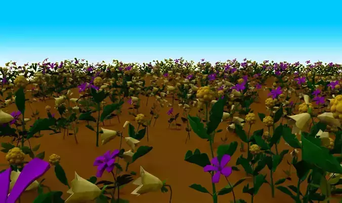 Cartoon Flowers 3D model