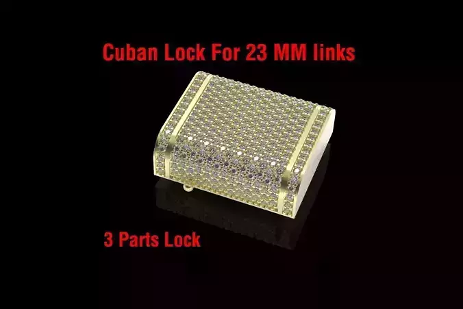23mm full stones - Cuban Links Lock 3D print model