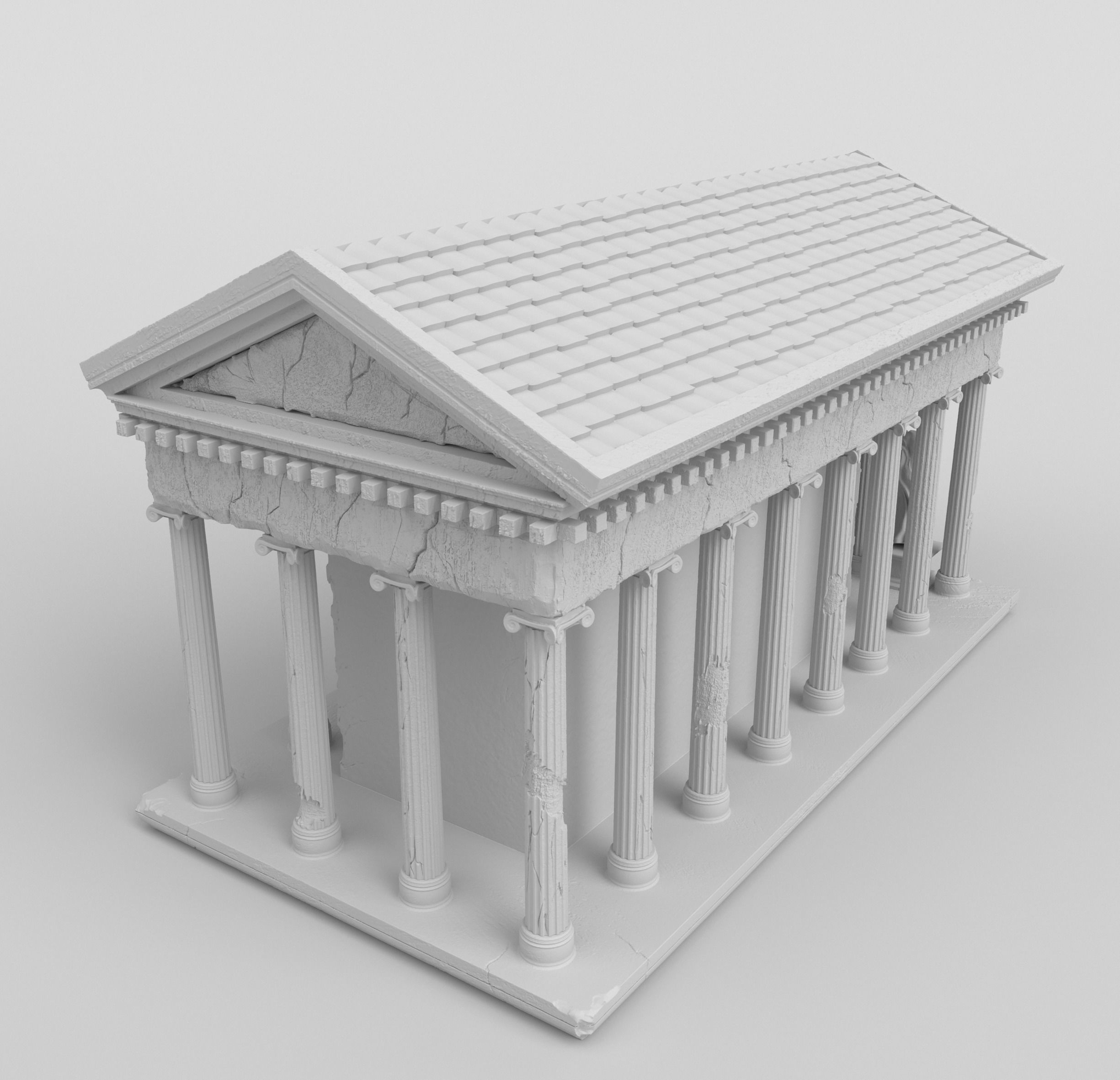 Greek temple with statues 3D print model_1