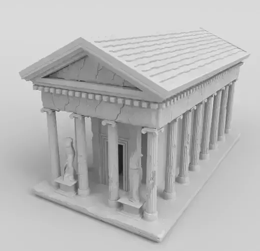 Greek temple with statues 3D print model