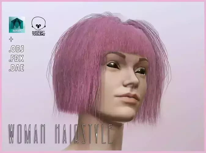 Woman Hairstyle  Low-poly 3D model