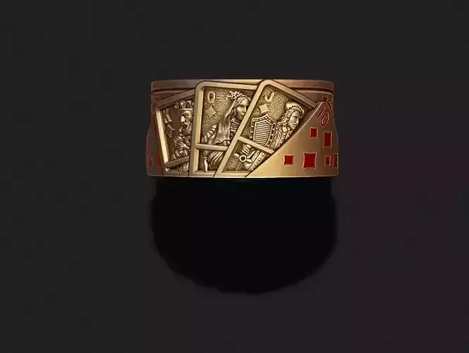 Pair of diamonds playing cards ring 3D print model