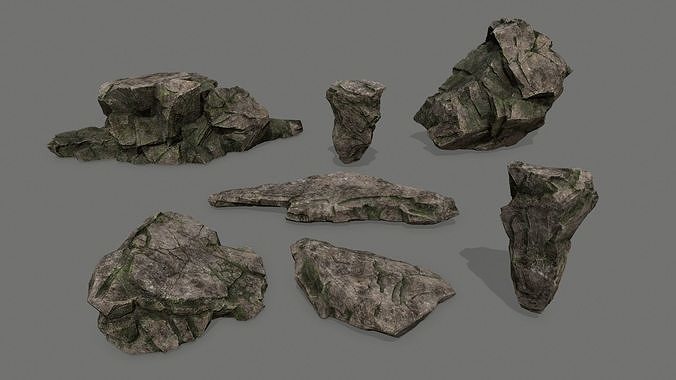 rock set Low-poly 3D model