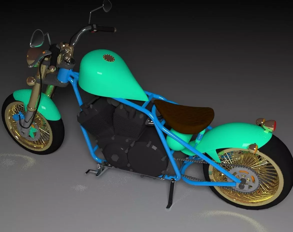 moto custom mid poly 3D model