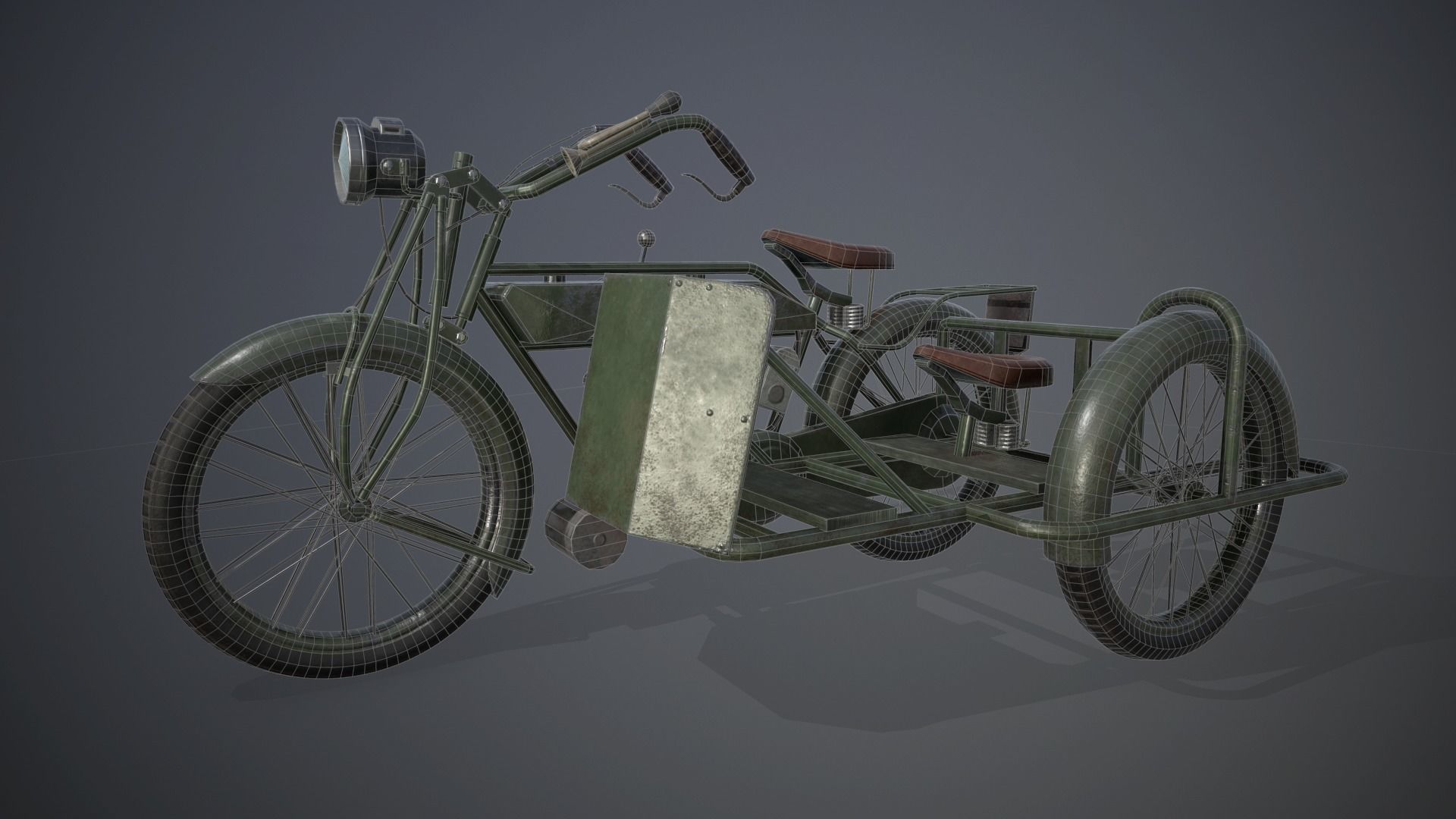 British Matchless 1917 WW1 motorcycle PBR game-ready Low-poly 3D model_4