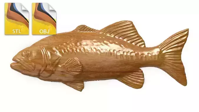 Fish 3d print 3d model stl obj largemouth bass