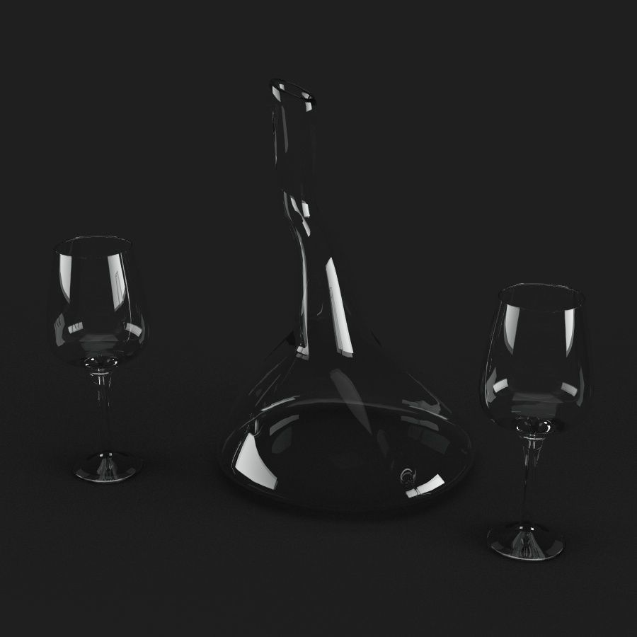 Wine Decanter and Wine Glass Free 3D model_1