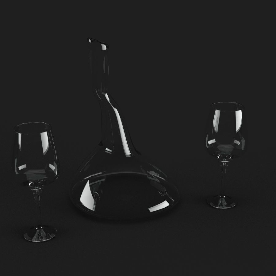 Wine Decanter and Wine Glass Free 3D model_2