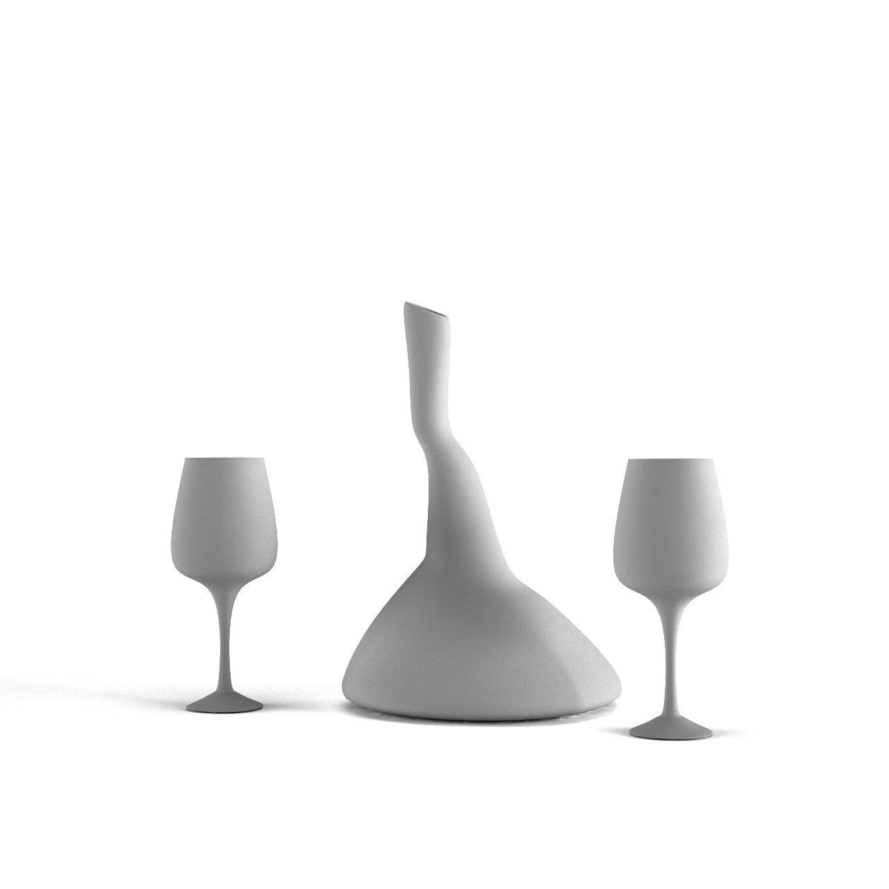 Wine Decanter and Wine Glass Free 3D model_3