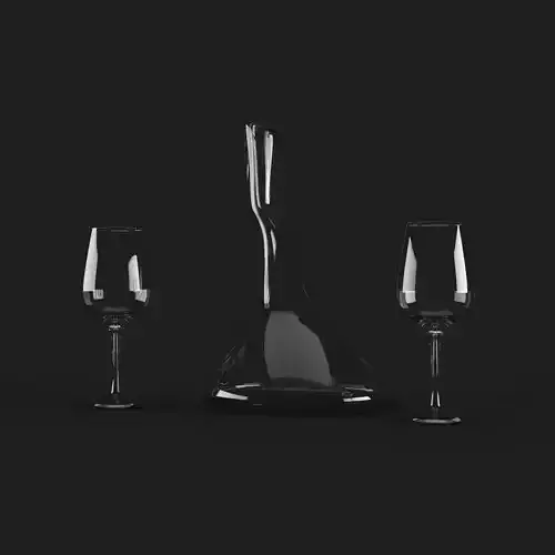 Wine Decanter and Wine Glass Free 3D model