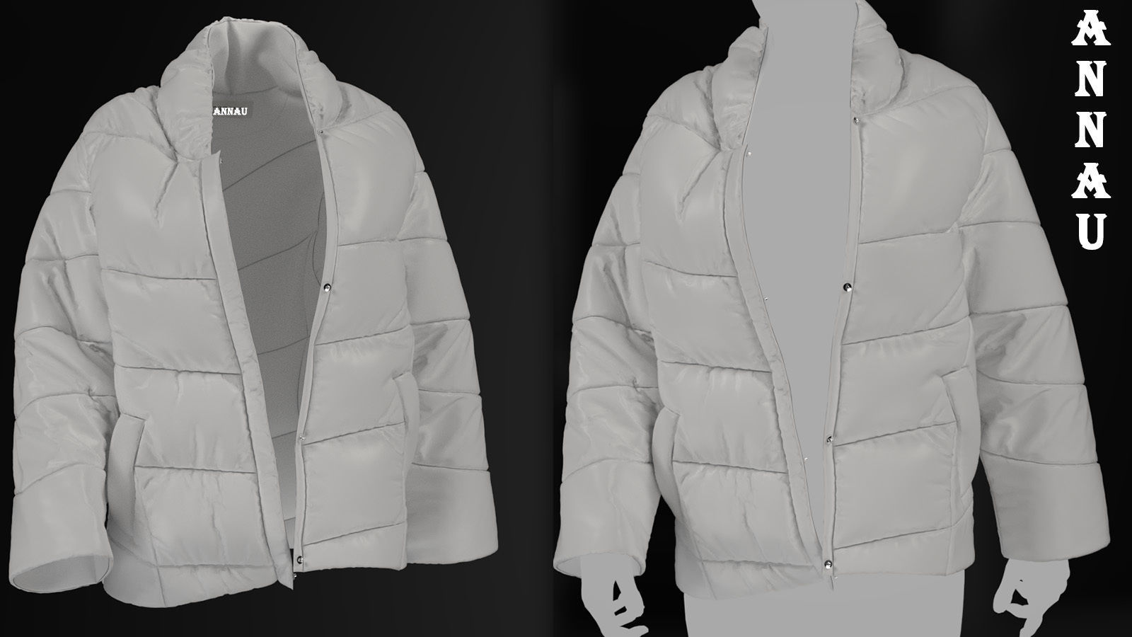 THREE PUFFER JACKETS SET 3D model_13