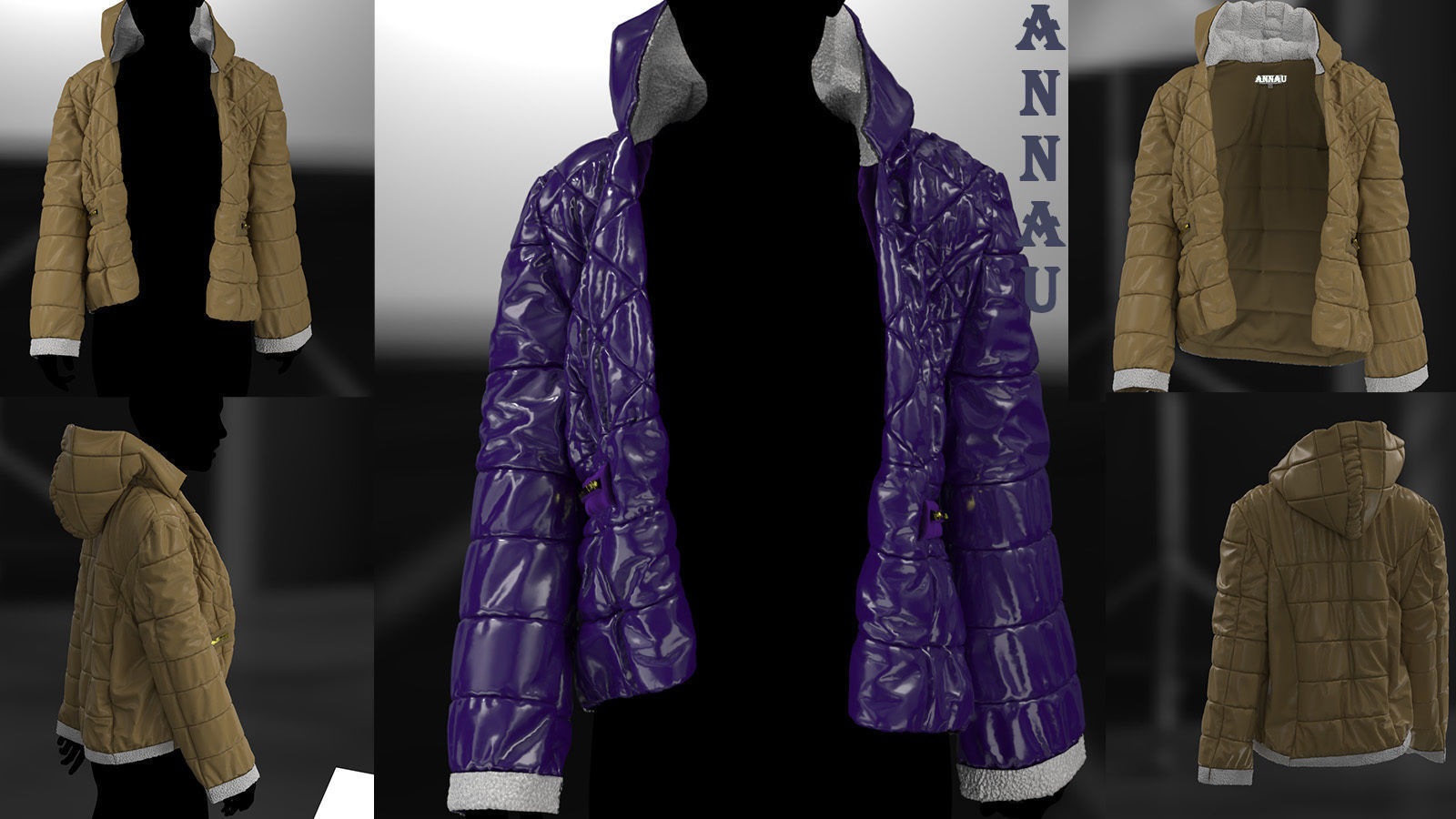 THREE PUFFER JACKETS SET 3D model_14