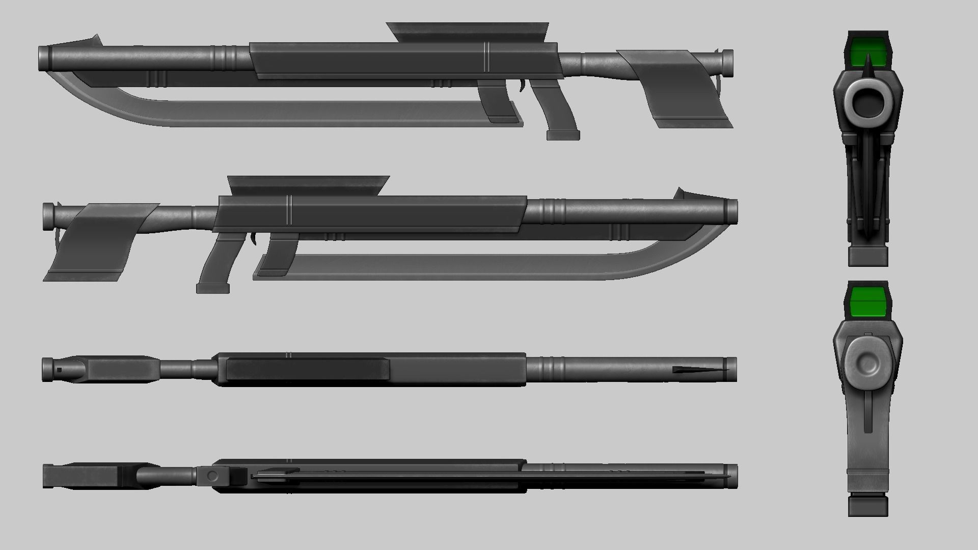 Sci-Fi Gun Blade Sniper - Gunblade Weaponry Low-poly 3D model_12
