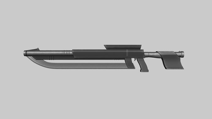 Sci-Fi Gun Blade Sniper - Gunblade Weaponry Low-poly 3D model