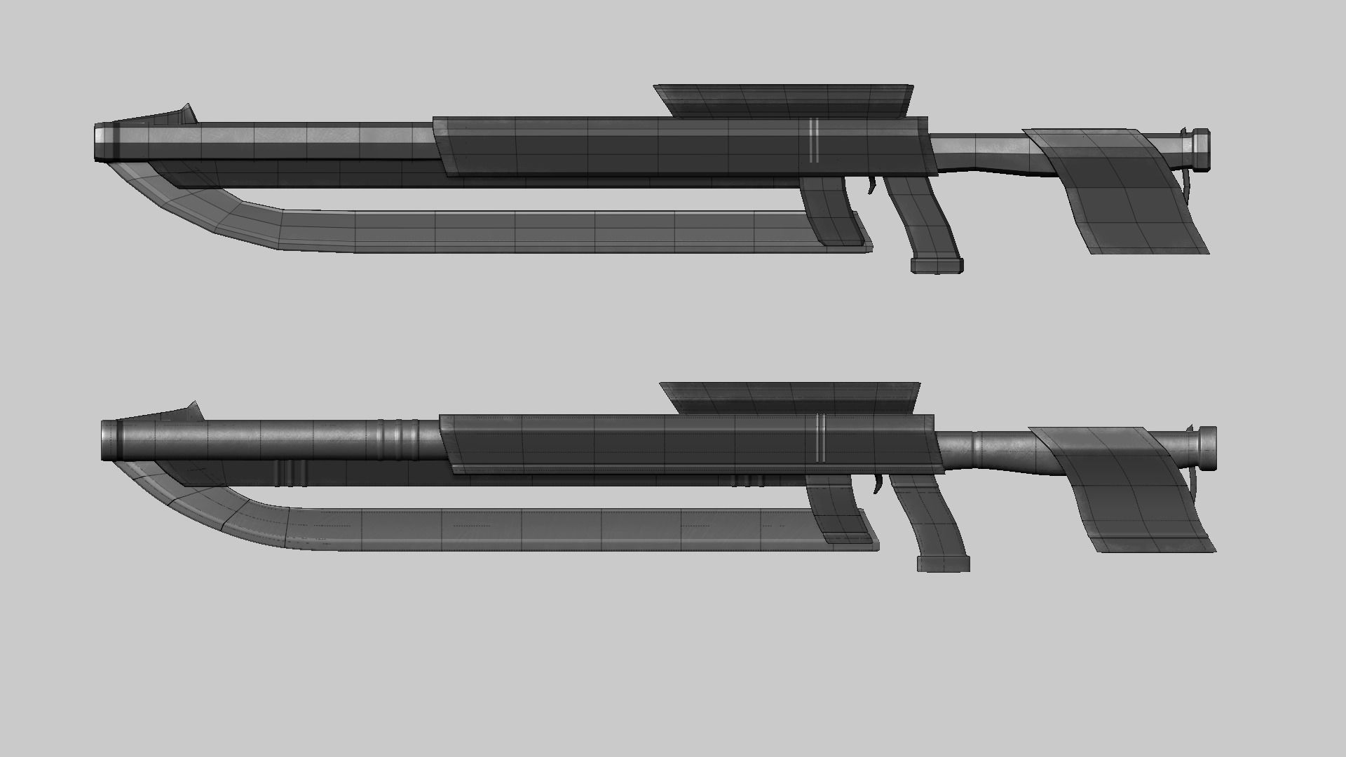 Sci-Fi Gun Blade Sniper - Gunblade Weaponry Low-poly 3D model_14