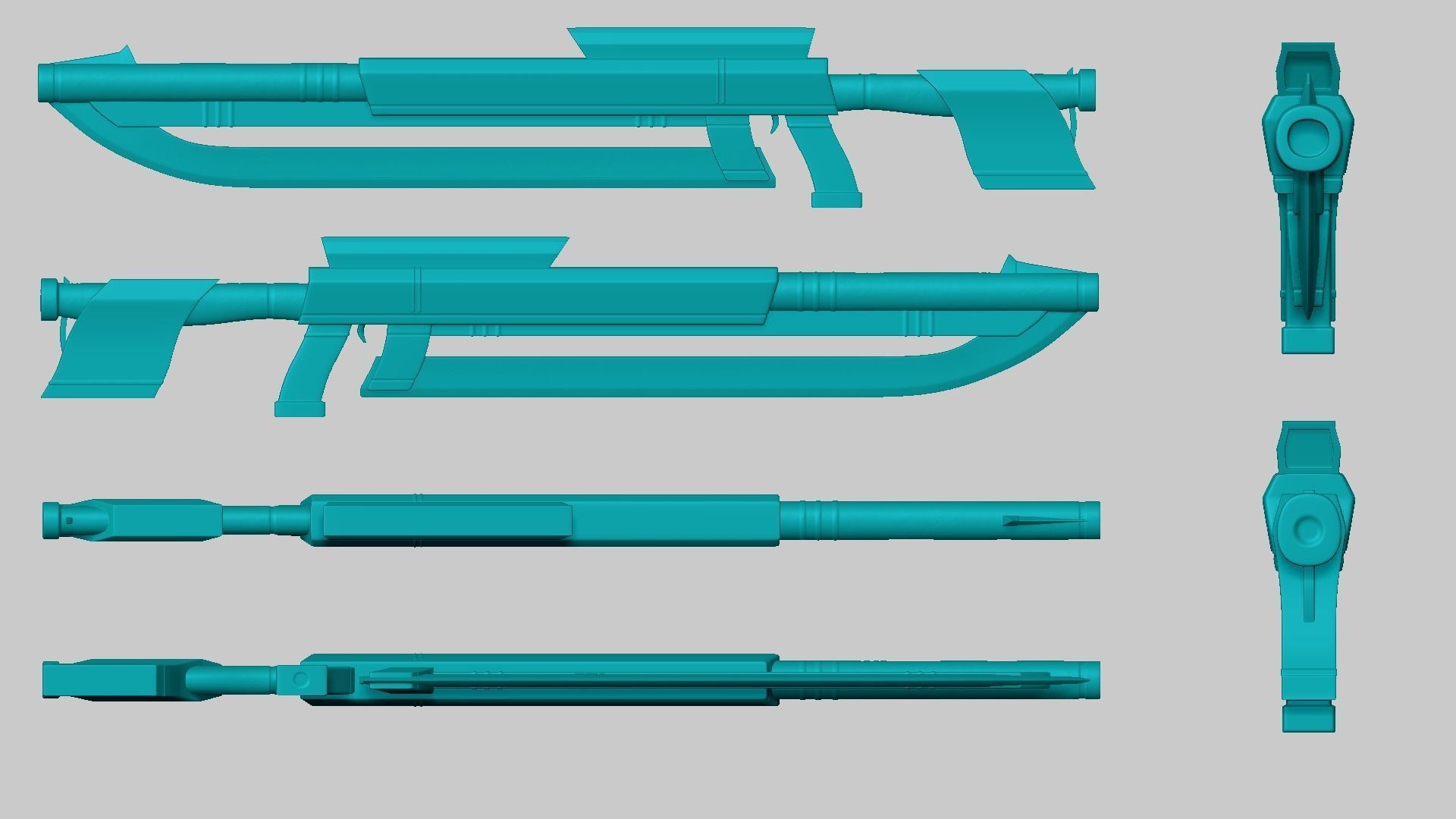 Sci-Fi Gun Blade Sniper - Gunblade Weaponry Low-poly 3D model_11