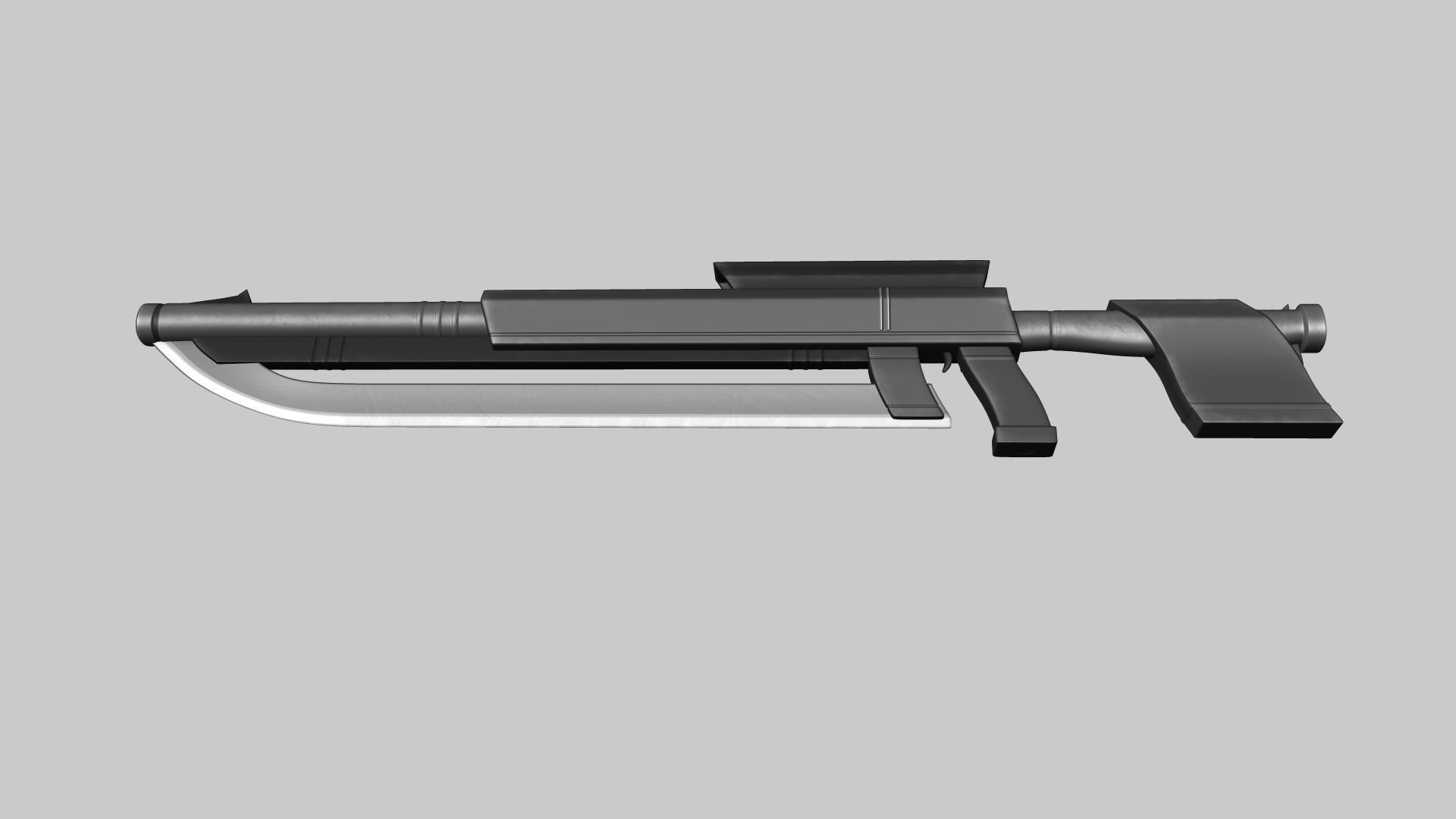 Sci-Fi Gun Blade Sniper - Gunblade Weaponry Low-poly 3D model_8