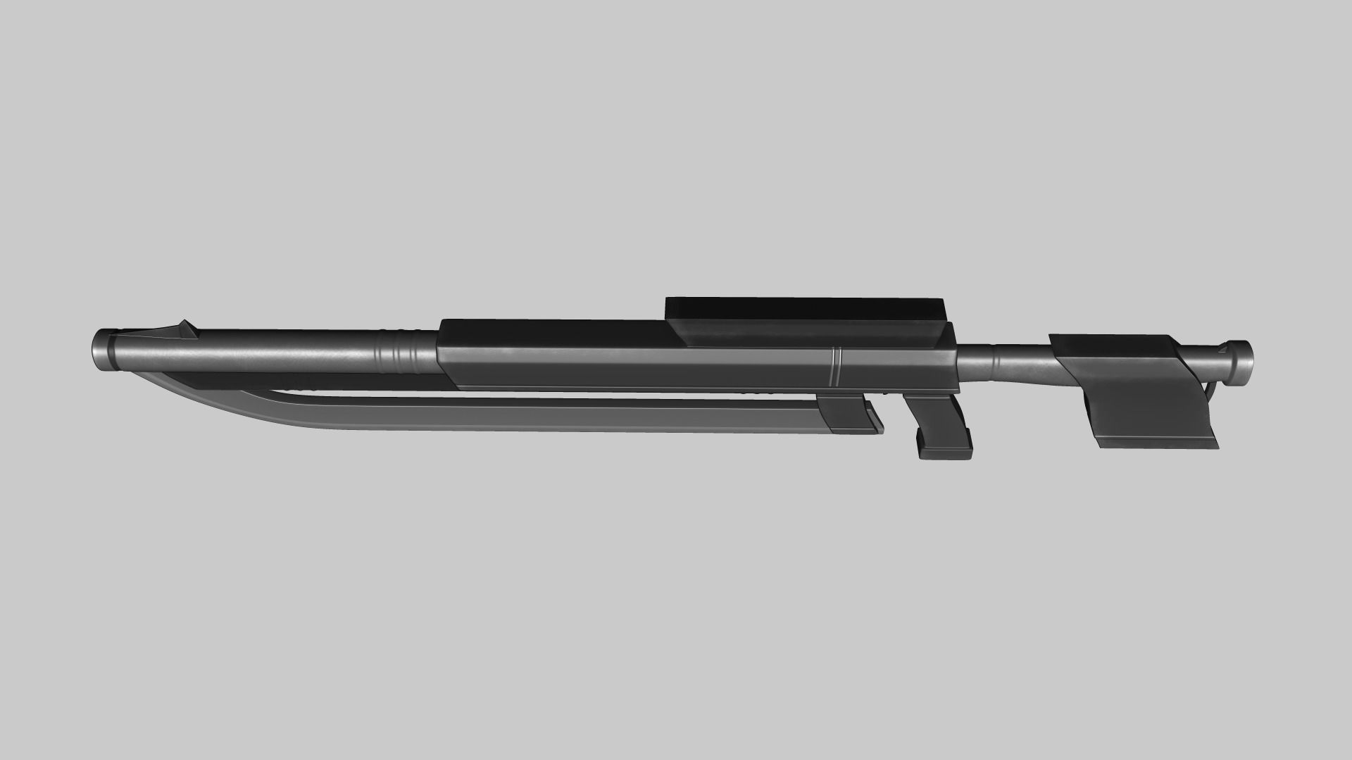 Sci-Fi Gun Blade Sniper - Gunblade Weaponry Low-poly 3D model_7