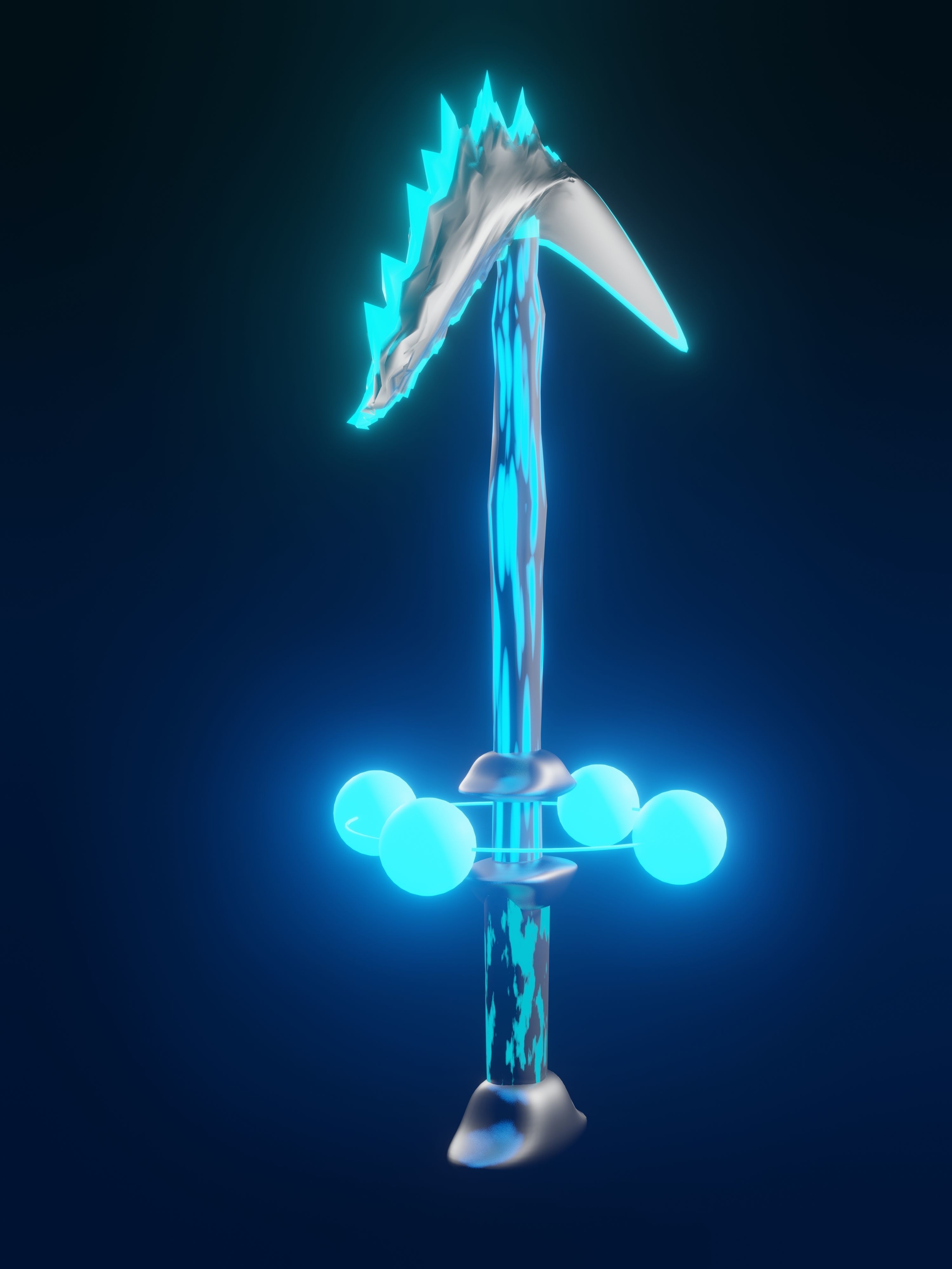 BLUE SABRIC WITH ENERGY BALLS FOR GAME ASSETS Low-poly 3D model_2