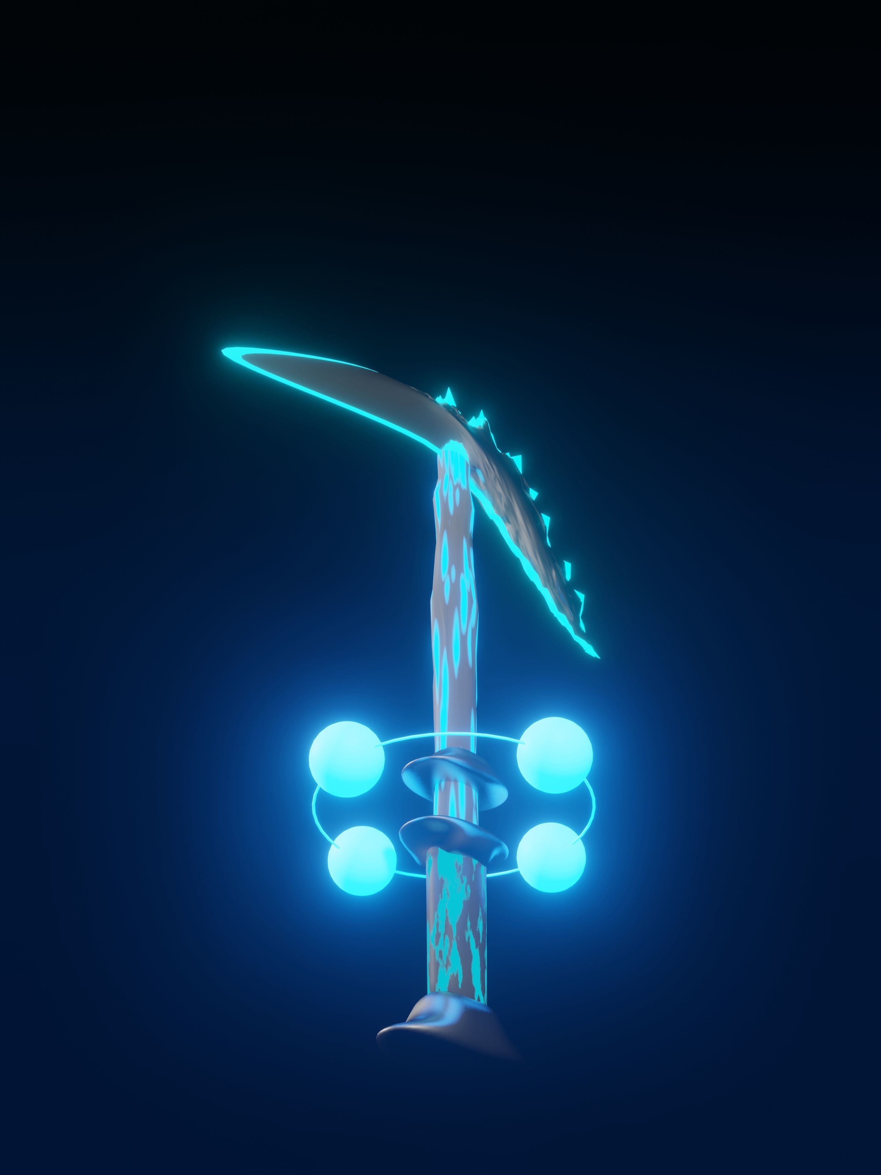 BLUE SABRIC WITH ENERGY BALLS FOR GAME ASSETS Low-poly 3D model_3