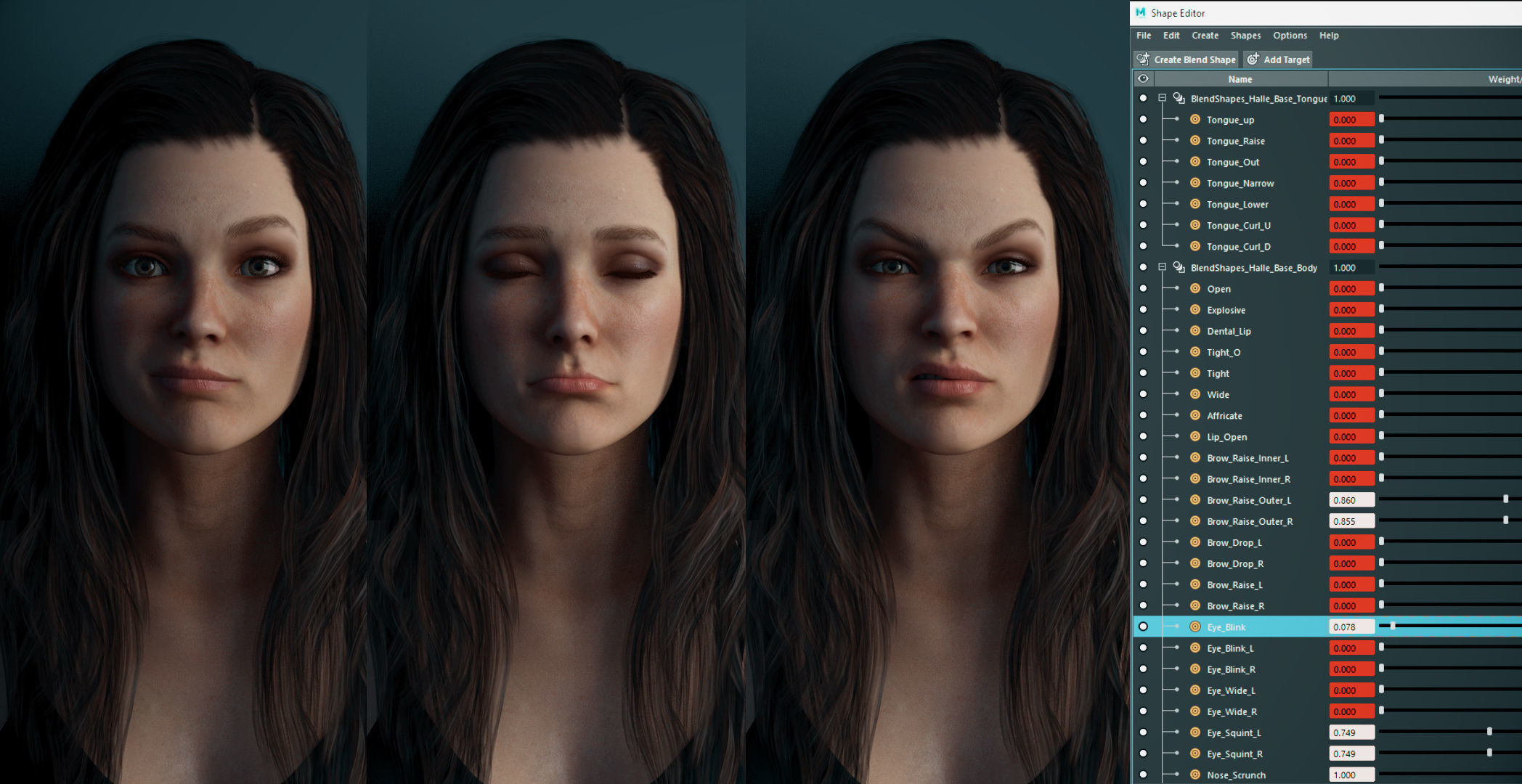 Rigged Female Model with Facial Blend shapes Low-poly 3D model_2