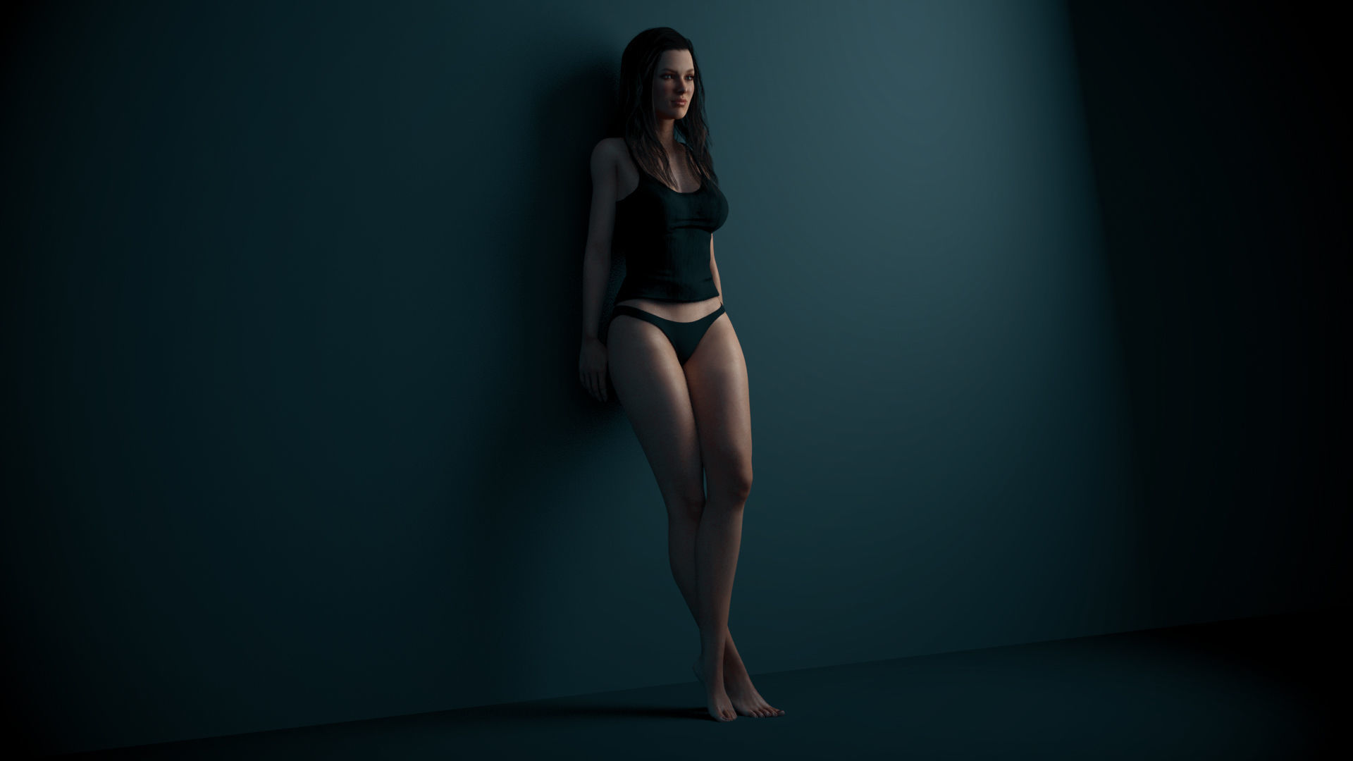 Rigged Female Model with Facial Blend shapes Low-poly 3D model_1