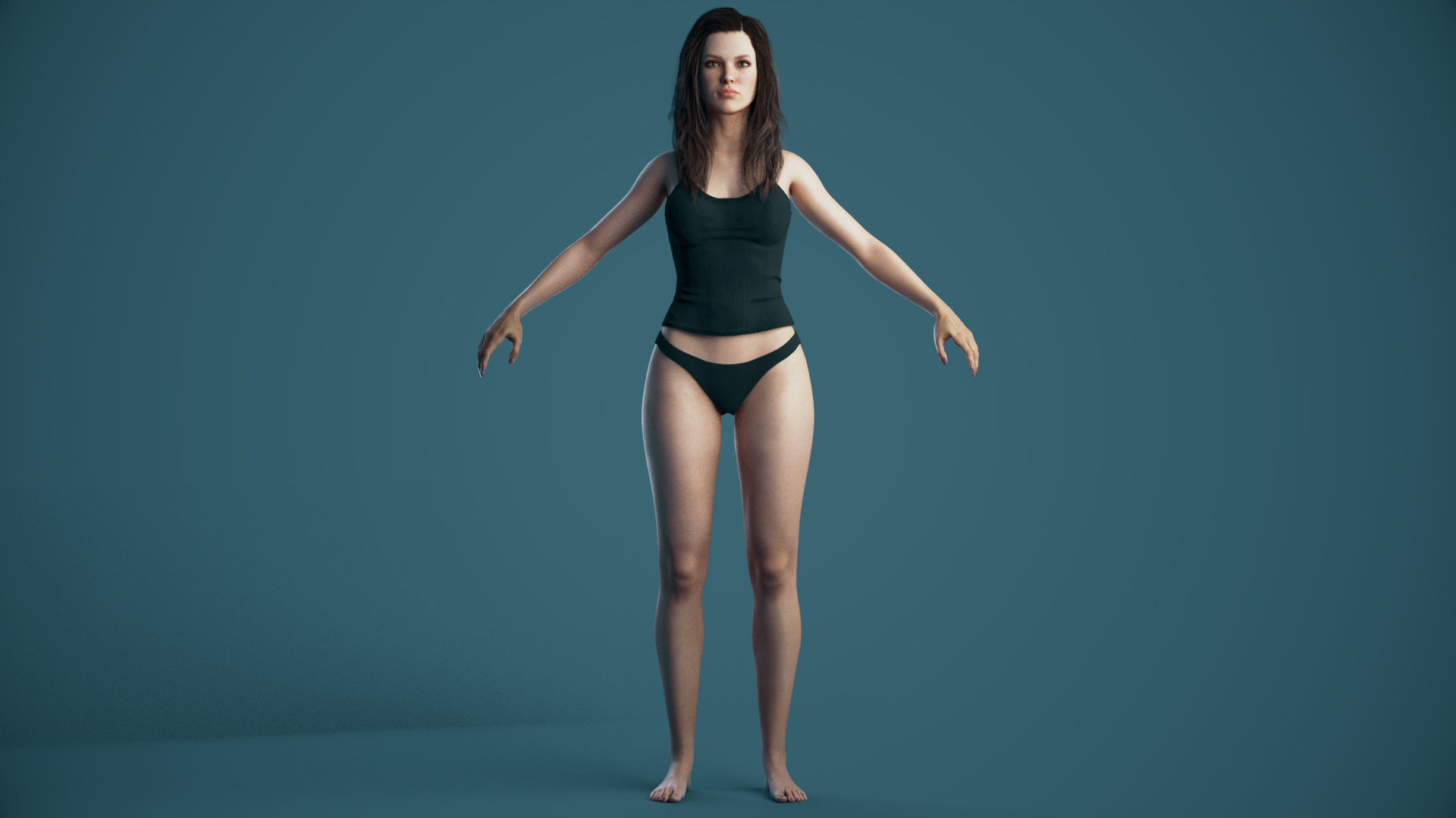 Rigged Female Model with Facial Blend shapes Low-poly 3D model_3