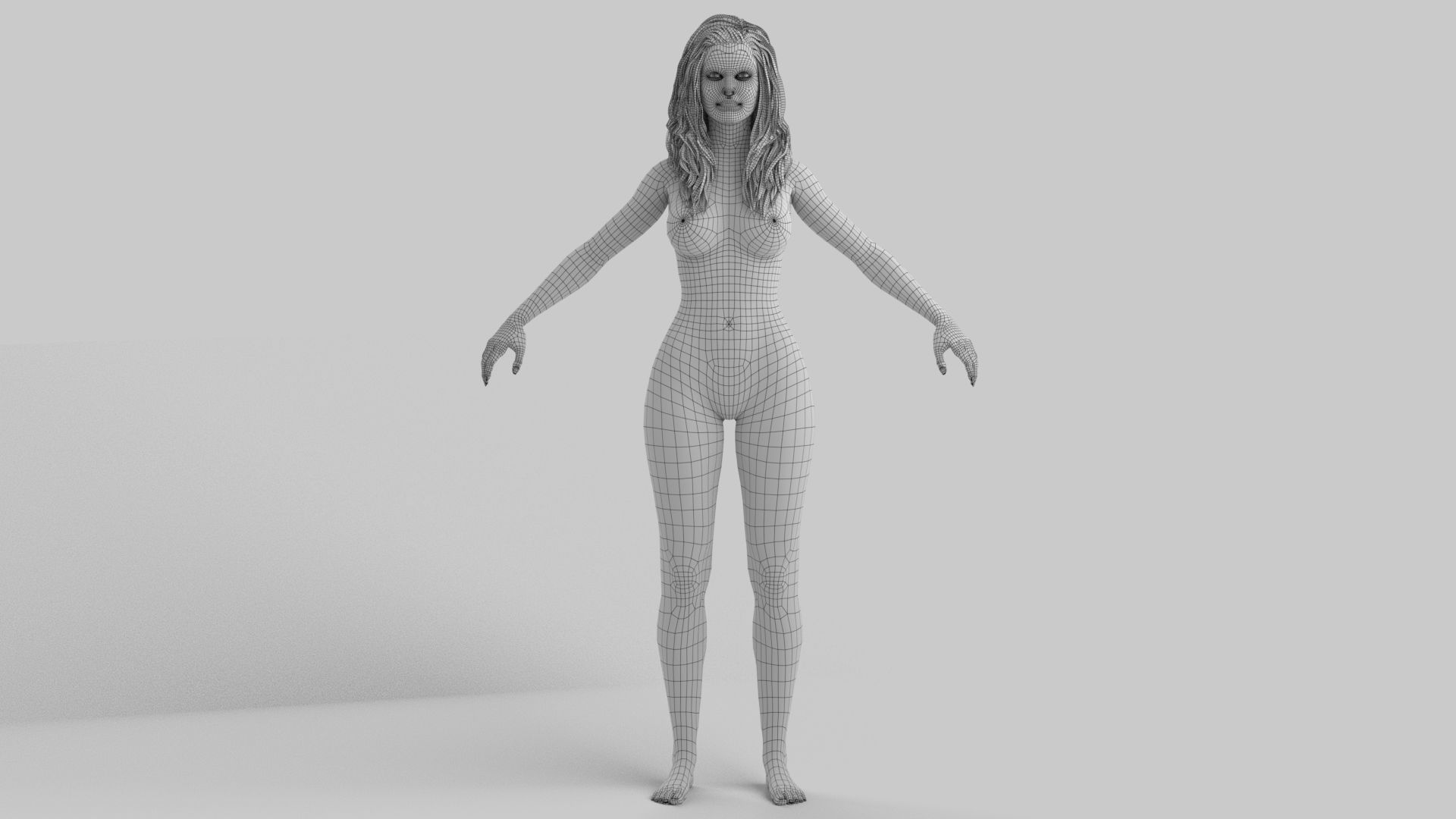 Rigged Female Model with Facial Blend shapes Low-poly 3D model_5
