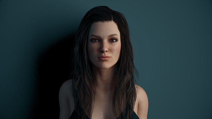 Rigged Female Model with Facial Blend shapes Low-poly 3D model