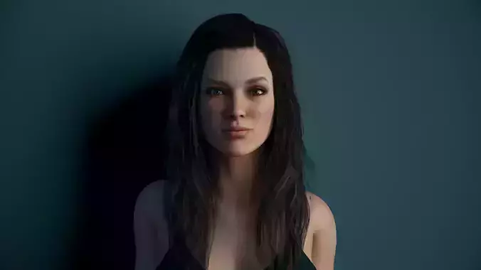 Rigged Female Model with Facial Blend shapes Low-poly 3D model