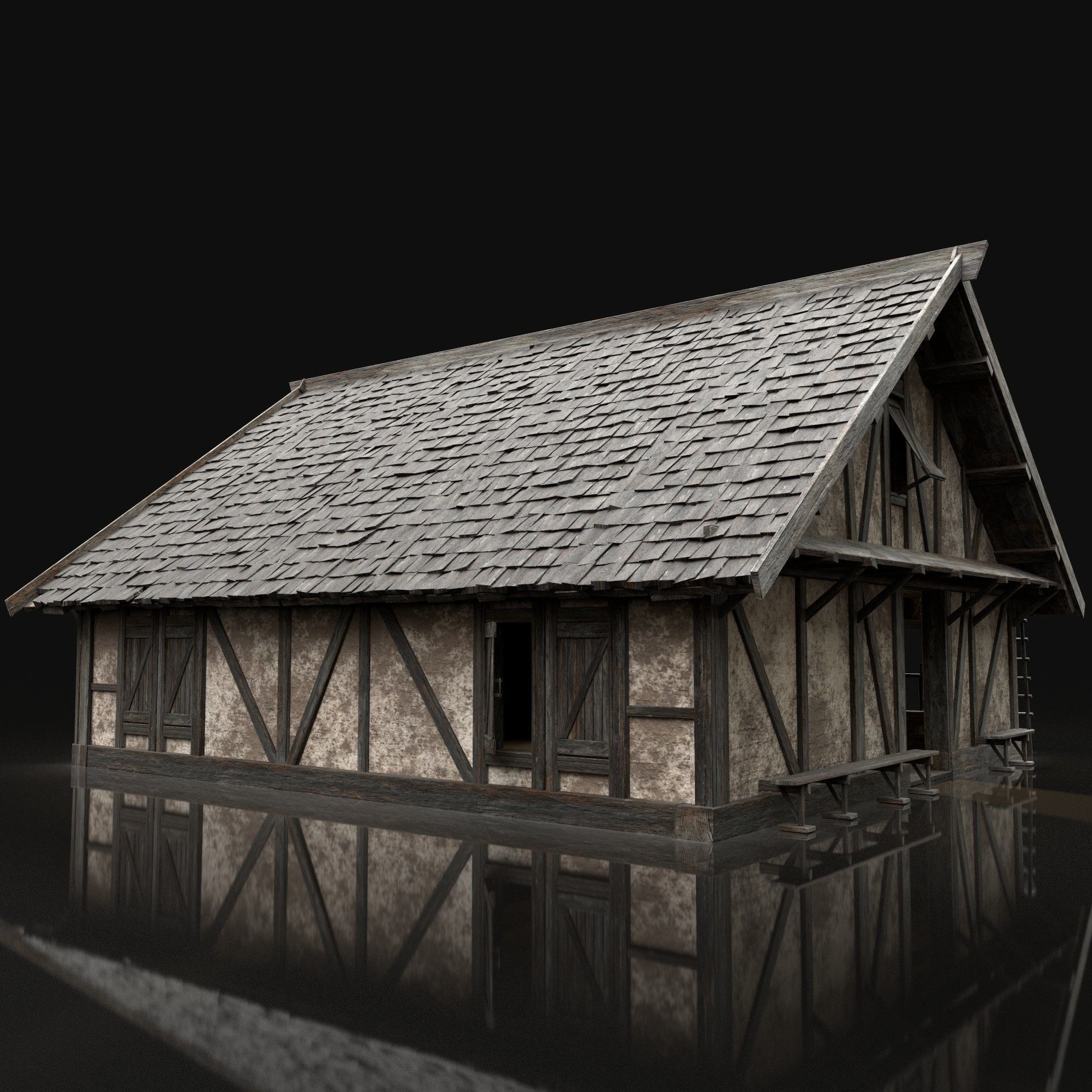 ENTERABLE AAA NEXT GEN MEDIEVAL CITY TOWN HOUSE COTTAGE Low-poly 3D model_4