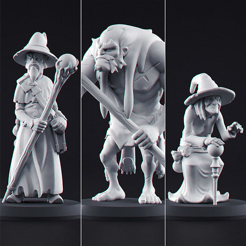 Miniature Set 1 figurine holding axe 3D Model Collection