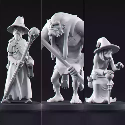 Miniature Set 1 figurine holding axe 3D Model Collection