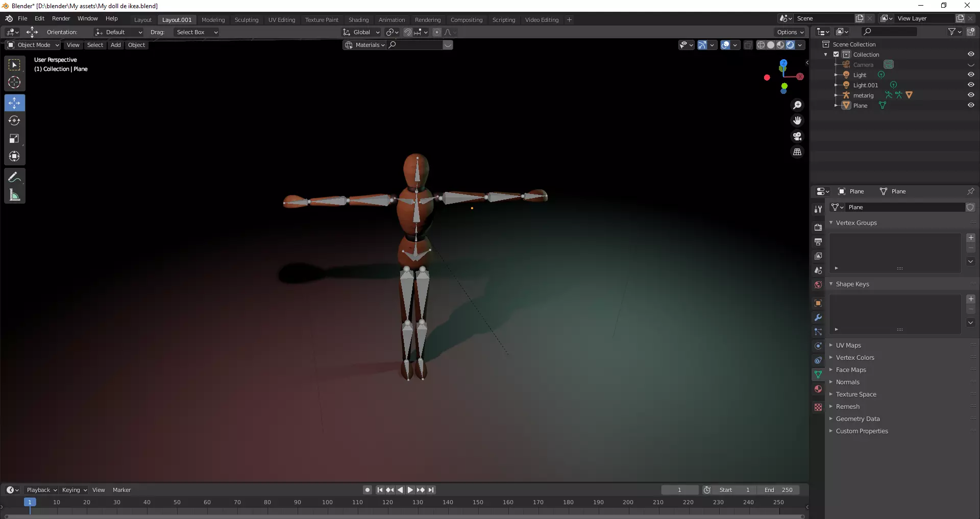 Ikea doll WOODEN Rigged 3D model