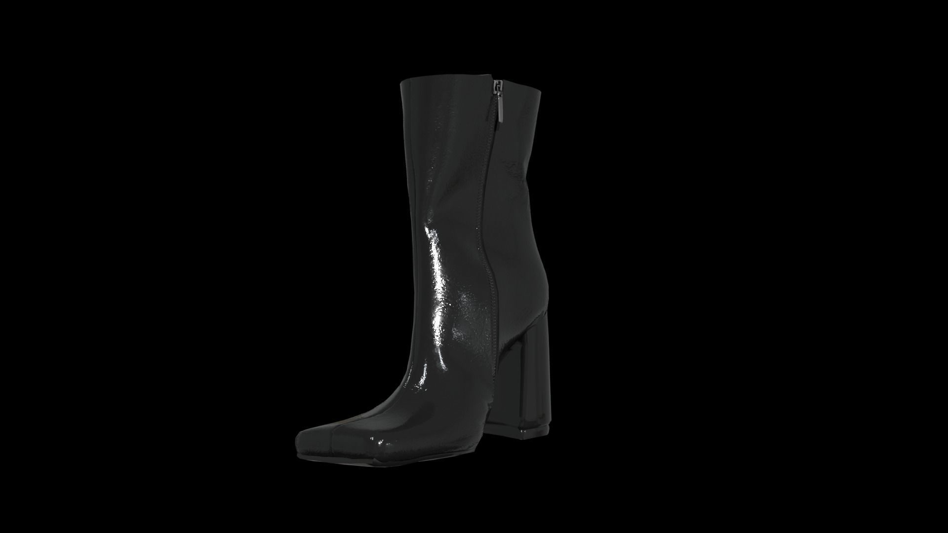 Woman black ankle boots Low-poly 3D model_2