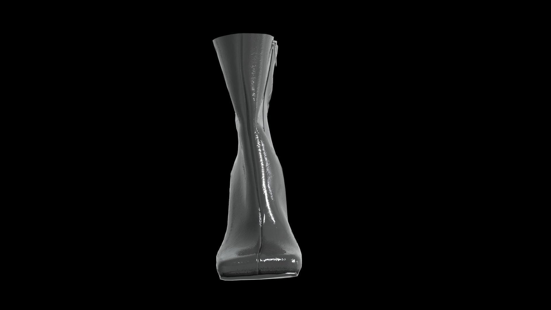 Woman black ankle boots Low-poly 3D model_5