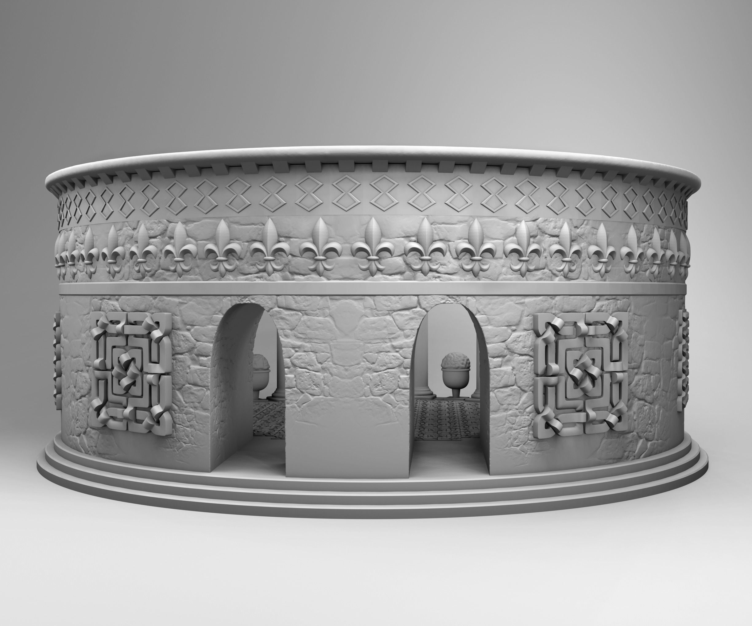 Colosseum circular structure with ornate design 3D print model_2