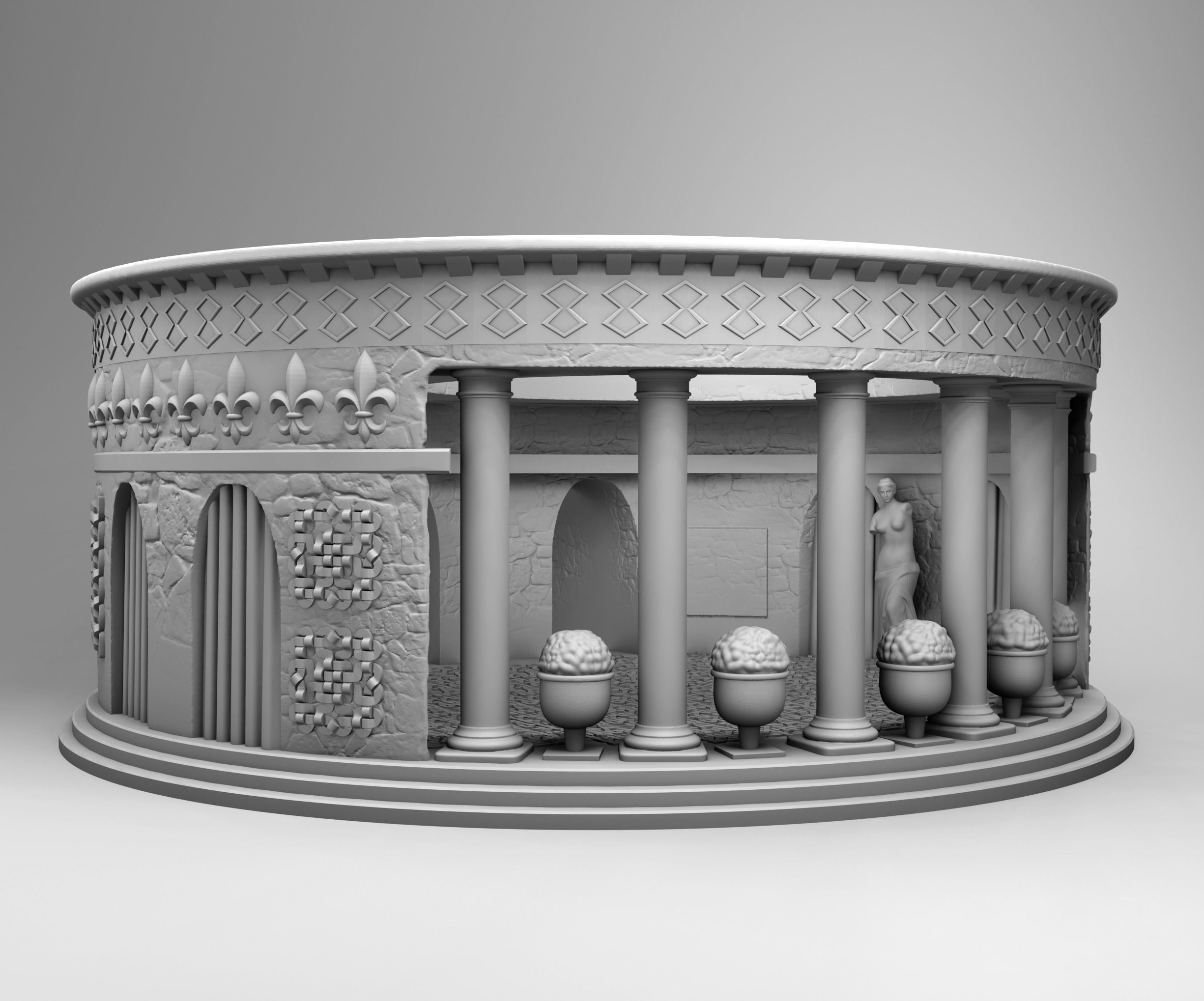 Colosseum circular structure with ornate design 3D print model_1