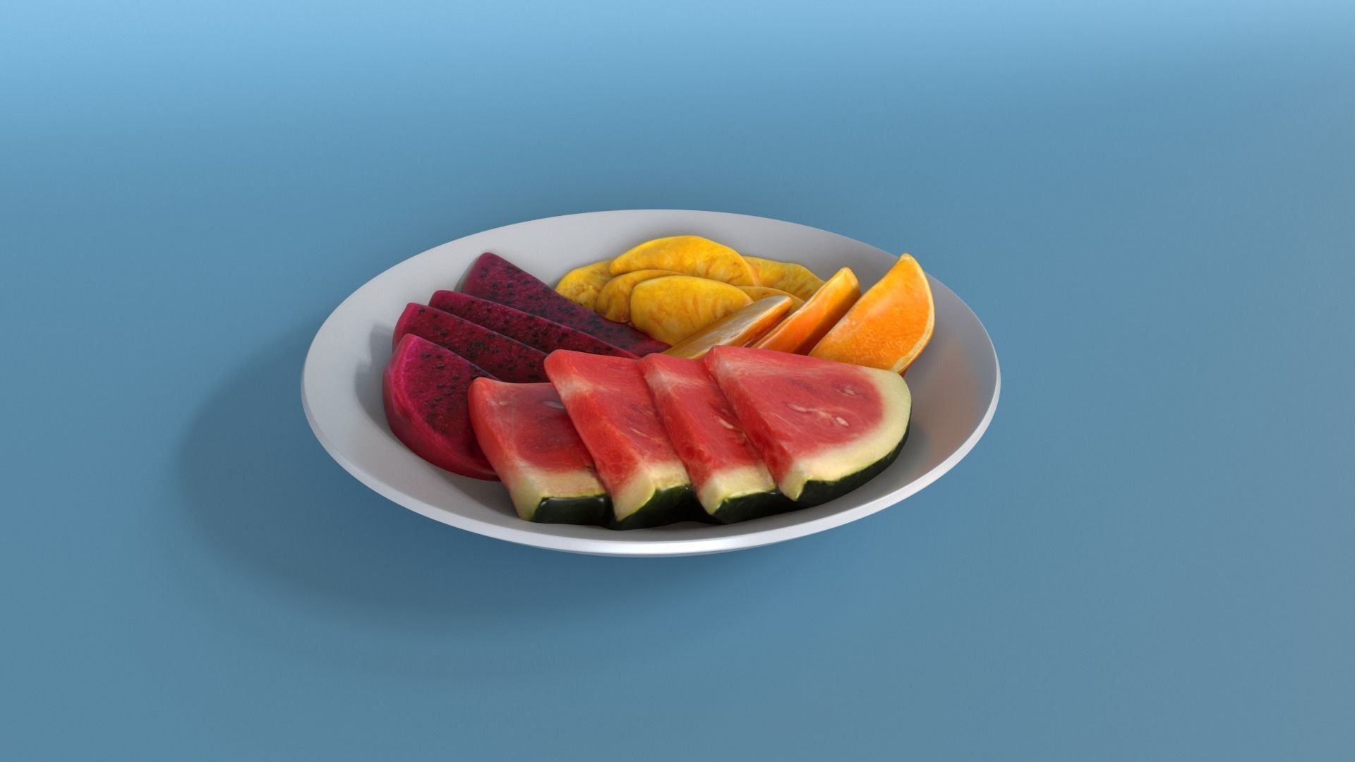 A plate of fruit Low-poly 3D model